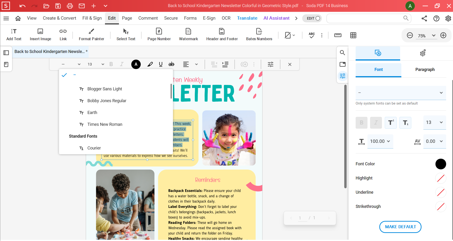 screenshot of Soda PDF